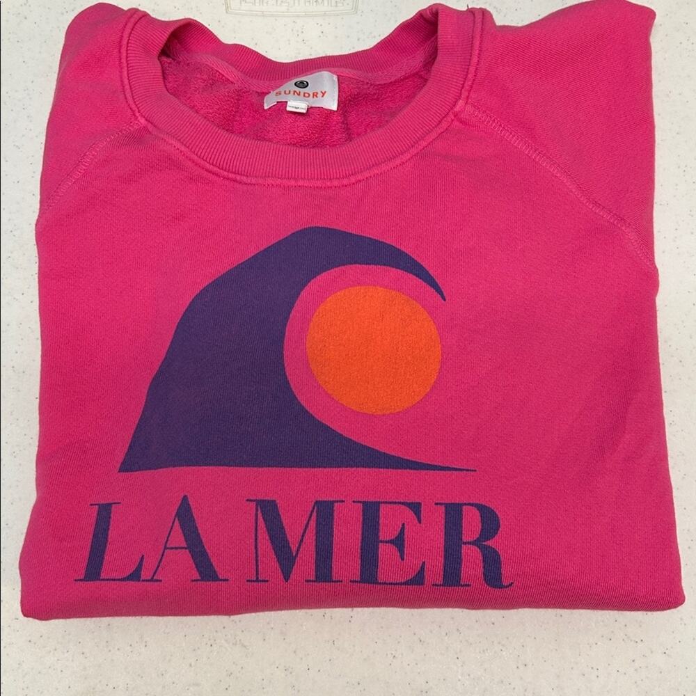 Anthropologie- Sundry La Mer Hot Pink Graphic Crewneck Sweatshirt - Picture 5 of 8